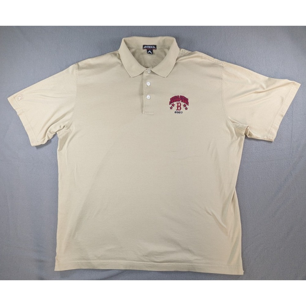 Antigua Mens Boston Red Sox‎ 2007 World Series Champions Polo Shirt XL Tan